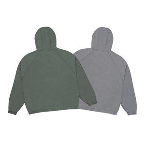 Veste à capuche pour homme, col montant, couleur unie, coupe ample, coupe-vent, vêtements d'hiver décontractés, polaire en polyester - Product Image 3