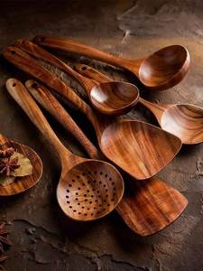 Traditional Wooden Spoon Cutlery Collection Handcrafted Dining Serving Utensil Set Artistic Design Exclusive - Product Image 4