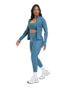 Otoño mujer gimnasio cómodo cremallera completa Yoga chaqueta señoras secado rápido manga larga deportes ropa activa Fitness Slim Top - Product Image 2
