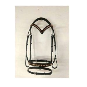 Brida de Cuero para Caballo con Tachuelas de Oro Rosa, Narquera Acolchada, Equipo Ecuestre, Modelo Internacional Rub 7860B Personalizado - Product Image 1