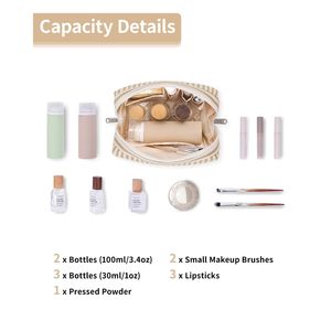 Graziosa Pochette a Righe con Cerniera per Donna, Borsa da Viaggio per Trucchi con Scomparti, Pratica Borsa Cosmetica da Borsa - Product Image 3