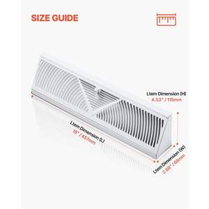 Grilles de ventilation de sol en fer blanc anti-décollement de 18 pouces, lot de 10, robustes, marchables, registres de plinthe CVC, avec amortisseur métallique réglable pour - Product Image 2