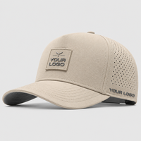 Casquette de camionneur perforée au laser, 5 panneaux structurés, visière incurvée, patch en caoutchouc, pour hommes et femmes, idéale pour le golf et les activités sportives en extérieur, personnalisable