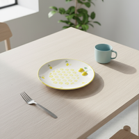 Assiette de table en porcelaine fine de qualité supérieure 3460986B-25 NOUVELLE, motif citron jaune et spirale