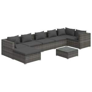 Conjunto de Muebles de Jardín de Ratán PE Gris con Acero con Recubrimiento en Polvo, Plástico y Vidrio - Muebles de Exterior Duraderos - Product Image 2