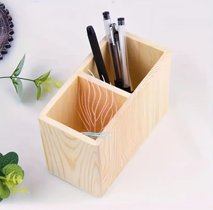 Porte-stylos en bois, organisateur de bureau pour papeterie et maquillage, boîte de rangement, 2 pièces, décoration de bureau, support pour croquis colorés - Product Image 1