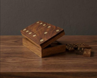 Jeu de société d'intérieur artisanal en résine et bois, écologique, avec dominos en bois de rose indien et jeu de tic-tac-toe, idéal pour Diwali et Pâques
