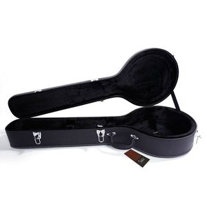 Replace 48950444 Black Microgroove Pattern <b>Leather</b> Wood Banjos Case 5 & 6 <b>String</b> Musical Instrument Bags and Protection - Product Image 3