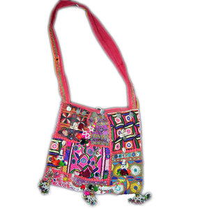 Vintage Duffel Leather <b>Boho</b> Hippie Style Ethnic Travel <b>Bag</b> SKIRT HIPPI BANJARA Shoulder <b>Bags</b> Handmade Gypsy Tribal Embroidered - Product Image 1