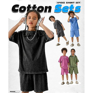 2026 Best Selling Custom Logo Unisex Summer Casual Sportswear Set Wholesale 2-Piece Short Suits Knitted 100% Cotton Quick Shirt - Product Image 3