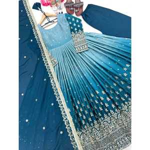 Hermoso vestido Anarkali Dupatta & Bottom Set para fiestas nocturnas Elegante aspecto de fiesta - Product Image 3