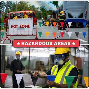 Bandiere a Pennone Multicolore ad Alta Visibilità 7x10, 45 Pezzi, 105 Piedi di Lunghezza, Bandiere Triangolari per Piscina per Segnalazione di Sicurezza nel Nuoto a Costro - Product Image 5