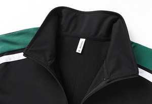 Conjunto Deportivo Unisex a Rayas Negro, Verde y Blanco, Pantalones Deportivos con Cremallera de Manga Larga y Bolsillos Laterales, Ropa de Otoño - Product Image 3