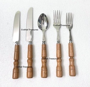 Ensemble de couverts en acier inoxydable de qualité supérieure avec manche en bois d'acacia, design traditionnel, durable, pour mariage - Product Image 4