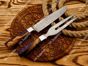 Juego de Cuchillos y Tenedores de Cocina Profesionales de Acero de Damasco de Primera Calidad Industrial para Cortar Carne de Res, MOQs Bajos - Product Image 4