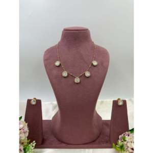 Tejasvi Gold-Plated <b>Indian</b> Bridal Drop Pendant <b>Set</b> with Zircon & CZ Earrings - Product Image 1