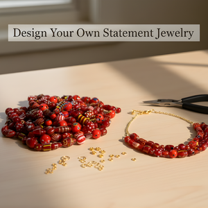 Handmade <b>Red</b> Lampwork Glass Loose Beads | Multi Shape Jewelry Making Supplies | 8" Strand for <b>Bracelet</b> & Necklace DIY - Product Image 4