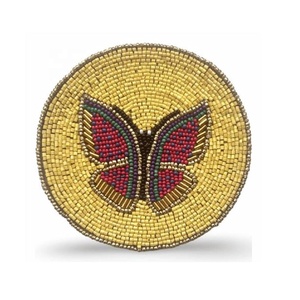 <b>Butterfly</b> Glass Beaded Coaster Set of 4 Tea Coffee Mugs <b>Dining</b> <b>Table</b> Coaster Ideal Use for Festive Occasion Home & Office Decor - Product Image 1