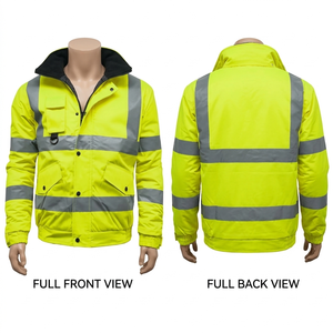 Veste à capuche de sécurité pour homme en polaire polyester coton orange et noir avec panneau réfléchissant, broderie personnalisée et impression - Product Image 3