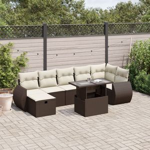 Conjunto de Sofás de Jardín Grandes de Ratán PE Color Crema Blanco y Marrón - Product Image 1
