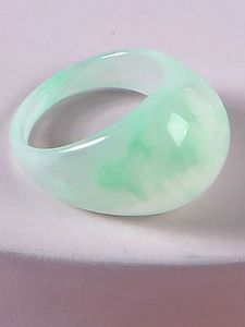 <b>Chunky</b> Square Resin <b>Ring</b> for Women Bold Green waterproof Jewelry Statement Finger <b>Ring</b> Trendy Modern Design Glossy Acrylic Style - Product Image 1