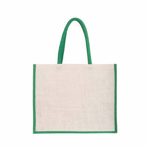 Beach Vibes Jute Tote <b>Bag</b> <b>Medium</b> <b>Size</b> Green Handles Geometric Pattern Zipper Closure Outdoor Use Shopping <b>Bag</b> - Product Image 2