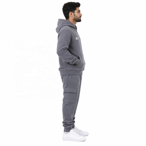 Men's Heavy Fleece <b>Cargo</b> Jogger Hoodies Set with Soft Brushed Interior Relaxed Fit Tracksuit Pullover Hooded Pocket Sweatshirts - Product Image 4