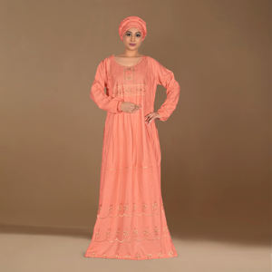 Caftán de Rayón con Bordado Intrincado, Mangas Largas Relajadas, Corte Modesto, Silueta Elegante hasta el Suelo, para Mujer, Eid y Ramadán - Product Image 3