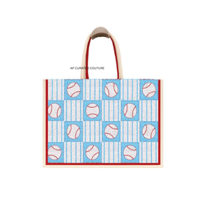 Bolsos de mano con cuentas para aficionados al béisbol, aprobados para estadios, con asa de bambú, espaciosos, diseños de cuentas personalizados, forro de algodón, cierre abierto - Product Image 6