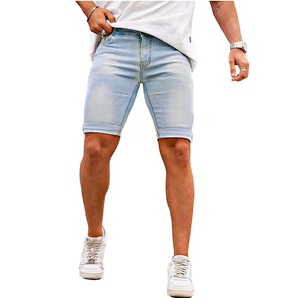 Shorts en jean décontractés pour hommes, coupe droite et ample, longueur genou, style streetwear, personnalisables - Product Image 1