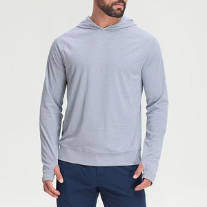 Hooded Sports <b>Jacket</b> <b>Men</b> <b>Half</b> <b>Zip</b> High Collar Lightweight Athletic Pullover Gym Running Training Outdoor - Product Image 2