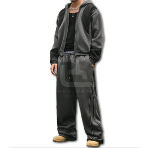 Custom Men's Winter Casual <b>Harem</b> Pants Fleece 100% Cotton Pleated Front Drawstring Closure Ribbon Stitching Breathable Elastic - Product Image 3