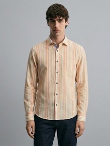 เสื้อเชิ้ตลำลองแขนยาวลายทางสำหรับผู้ชาย คอปกพับได้ ผ้าฝ้าย ระบายอากาศได้ดี สไตล์ฤดูร้อน - Product Image 2