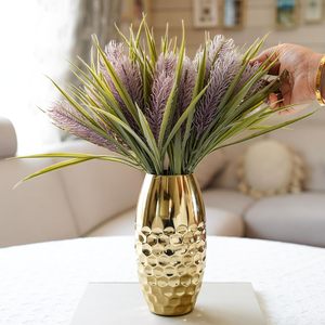 Luxury Gold Metal Flower <b>Vase</b> Set Decorative Hammered Floral <b>Vase</b> for Home Living Room Wedding Centerpiece and Table Decor - Product Image 3