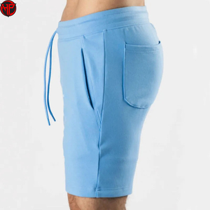 Pantalones Cortos de Felpa Francesa Tejida para Hombre, Color Azul Claro, Cintura Media, Corte Ajustado, Elásticos, Casuales, para Correr, Primavera, 180 Gramos, Estilo Urbano, Talla Estadounidense - Product Image 2