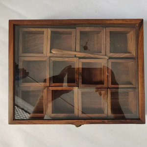 Latest Wooden Spice <b>Box</b> <b>Masala</b> <b>Box</b> Kitchen Cabinet Storage Powder Spice and Herbs for Home and Restaurant Kitchen Accessories - Product Image 1