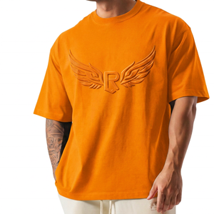 T-shirt homme oversize bleu marine avec ailes en relief et logo R, manches courtes, coupe décontractée, col rond, design sur le devant - Product Image 2