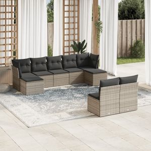 Conjunto de Sofás de Jardín Grises de 6 Plazas, Muebles de Ratán para Exteriores Resistentes a la Intemperie, Diseño Contemporáneo - Product Image 1