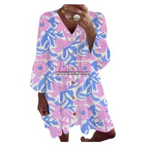 Vestido bohemio de algodón con estampado hippie gitano para mujer, para fiestas de primavera y verano, transpirable, túnica para fiestas. - Product Image 4