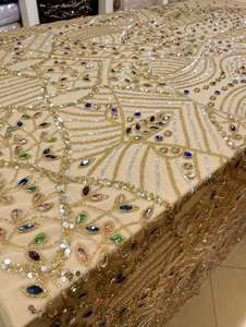 Luxury Fashion Lace <b>Fabric</b> With Beaded And Sequin Embroidery For Bridal Gowns Evening Dresses And High End Designer Clothing - Product Image 3