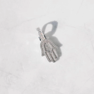 Colgante de Mano Bendecida con Incrustaciones de Moissanita Plateada, Collar Hip Hop de Tono Blanco, Joyería de Lujo Estilo Urbano, Plata de Lujo - Product Image 5