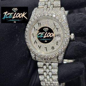 ICELOOK นาฬิกาข้อมือสตรีสแตนเลสสตีลหรูหรา 40 มม. หน้าปัดกลมคริสตัลแซฟไฟร์ อะนาล็อกควอตซ์ หน้าปัดเรืองแสง สายขนาด 20 มม. ตัวล็อคแบบพับได้ - Product Image 4