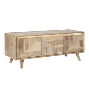 Indoor <b>cabinet</b> featuring a combination of natural patterned wood and a distinctive geometric wooden front. - Product Image 2