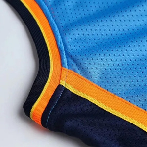 Uniformes de basket-ball personnalisés, maillot bleu sans manches à col en V et short, tissu en maille respirant, vêtements d'équipe unisexes pour adultes - Product Image 4