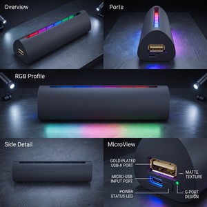 Round <b>USB</b> RGB <b>LED</b> Night <b>Light</b> with Touch Control Colorful Lighting for Home Modern Design Plastic Body 5000K Daylight - Product Image 2