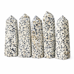 Torre de cristal de jaspe dalmático natural, punta de cristal pulida, piedra dalmática, cristal curativo para Reiki, meditación, decoración energética - Product Image 1