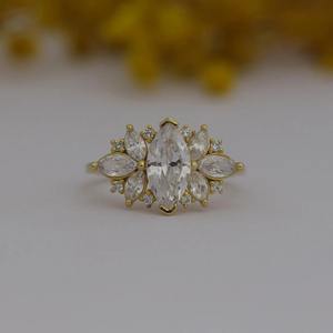 Anillo de compromiso de moissanita con forma de marquesa, plata de ley 925, anillo personalizado y fabricación para joyería de diamantes - Product Image 2