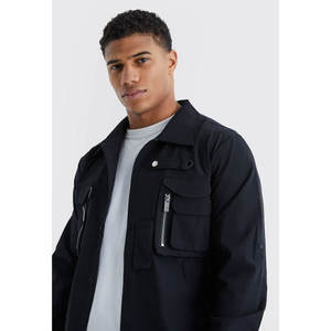 Chemises en jean pour hommes, printemps, coton, manches longues, douces, double poche, coupe slim, élastiques, bleues, sans repassage, style cowboy - Product Image 3