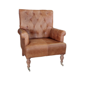 Modern High <b>Back</b> Genuine Leather Arm <b>Chair</b> with Ergonomic <b>Support</b> Wide Armrests Solid Wood Frame Luxury Lounge <b>Chair</b> - Product Image 1