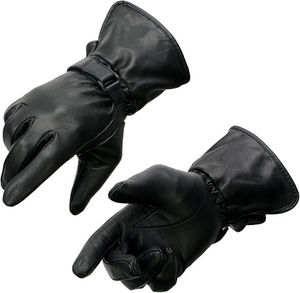 Gants de sport Samroz pour hommes en cuir véritable noir, tactiles, légers, pour l'extérieur - Product Image 1